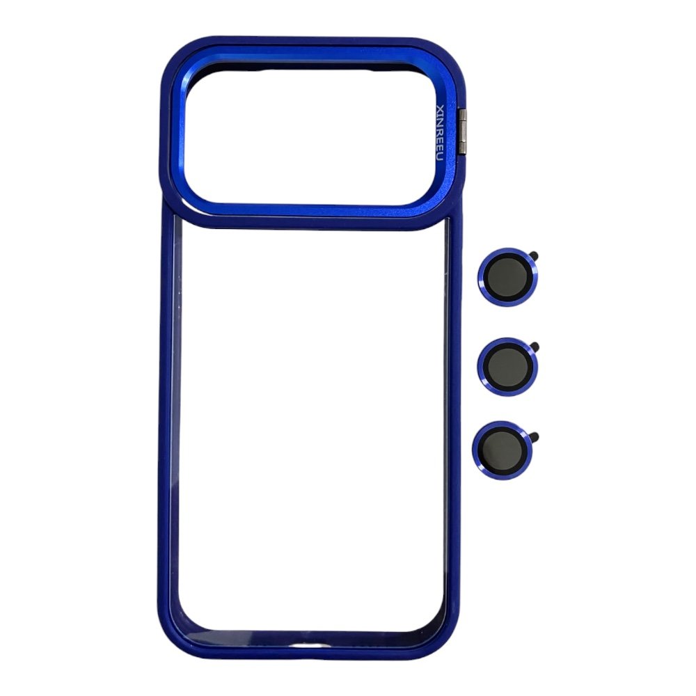 Estuche El Rey magsafe stand + vidrio templado de camara color azul phone 17 pro max