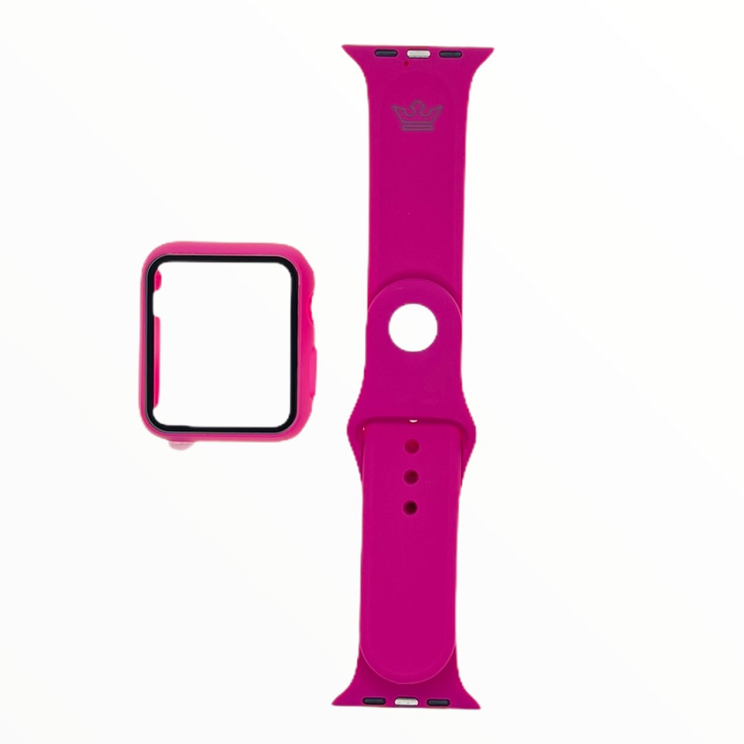 Accesorio El Rey Pulsera con Bumper y Protector de Pantalla Apple Watch 44 Mm Color Rojo Rosa — foto 2