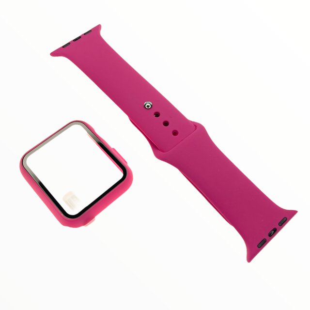 Accesorio El Rey Pulsera con Bumper y Protector de Pantalla Apple Watch 44 Mm Color Rojo Rosa — foto 3