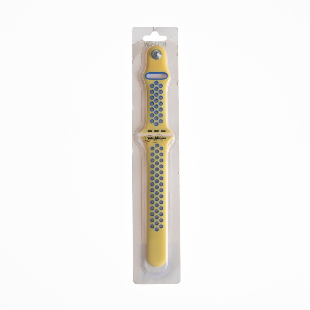 Accesorio El Rey Pulsera Tipo Nike Apple Watch 42 / 44 / 45 Mm Color Amarillo / Azul