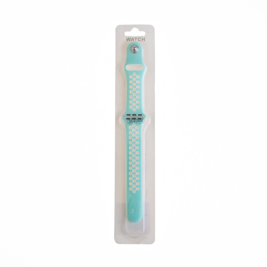 Accesorio El Rey Pulsera Tipo Nike Apple Watch 42 / 44 / 45 Mm Color Aqua / Blanco