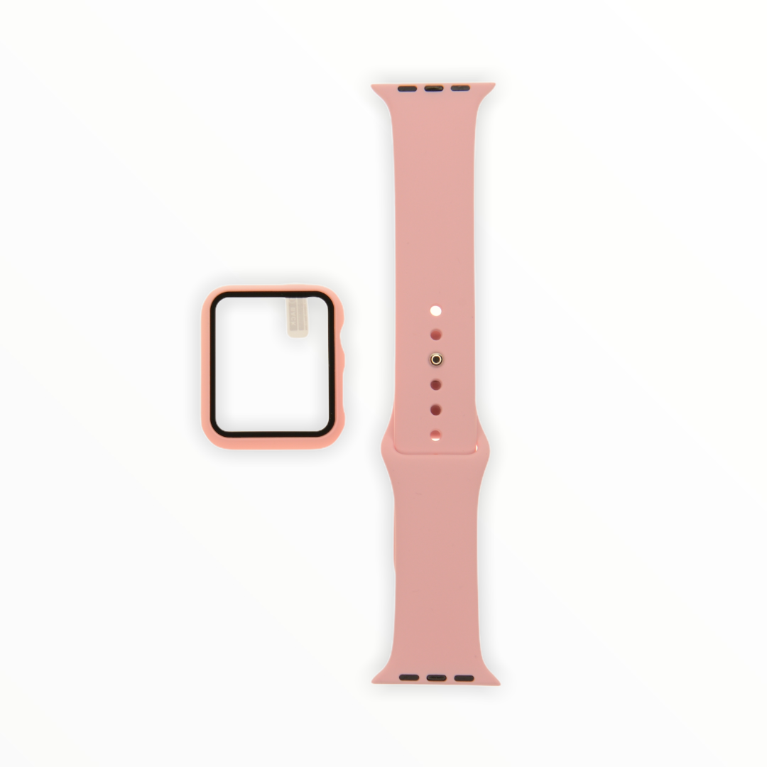 Accesorios El Rey Pulsera + Bumper con Protector de Pantalla para Apple Watch 44 Mm Color Rosado