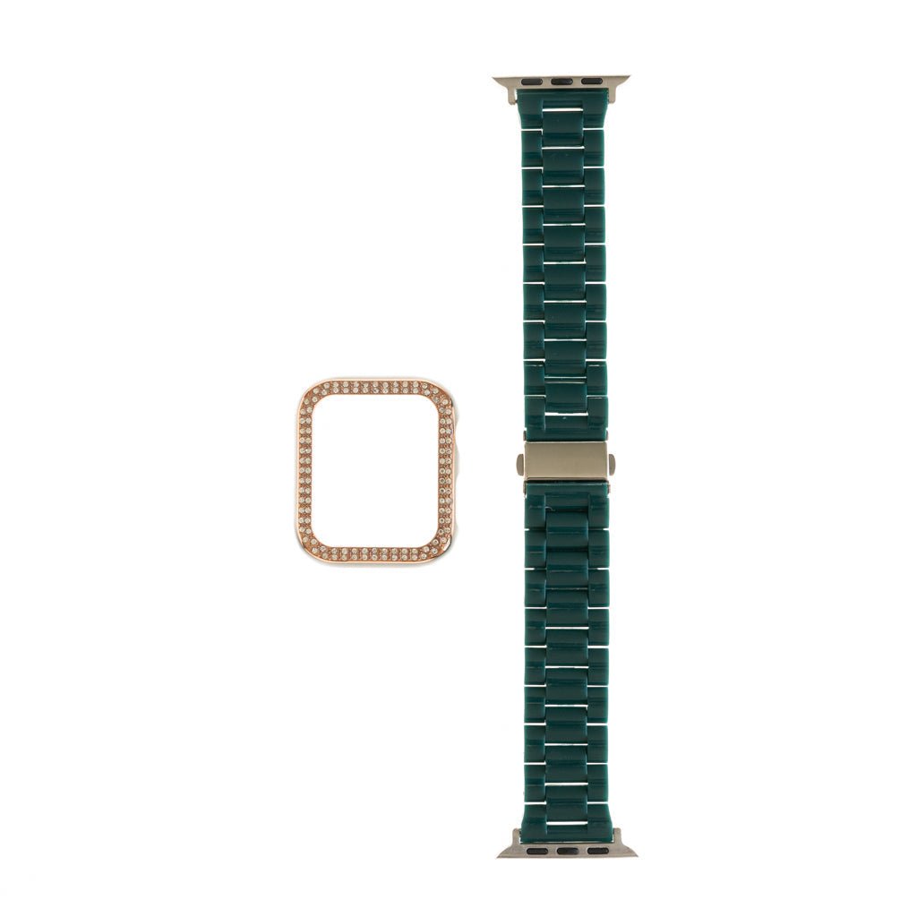 Accesorio Generico Pulsera con Bumper de Diamantes Apple Watch 45 Mm Color Verde Marfil