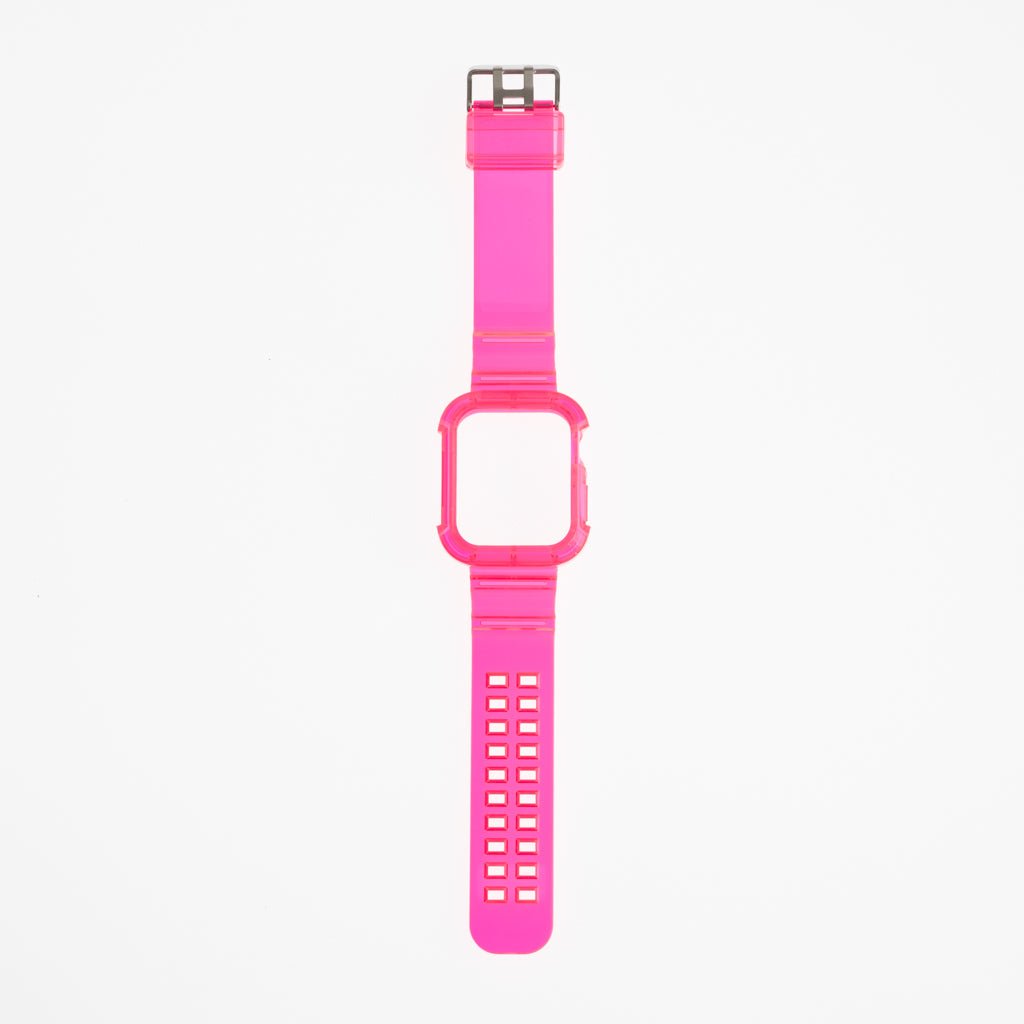 Pulseras Generico + Bumper Rugged Clear 42 Mm Fucsia Neon
