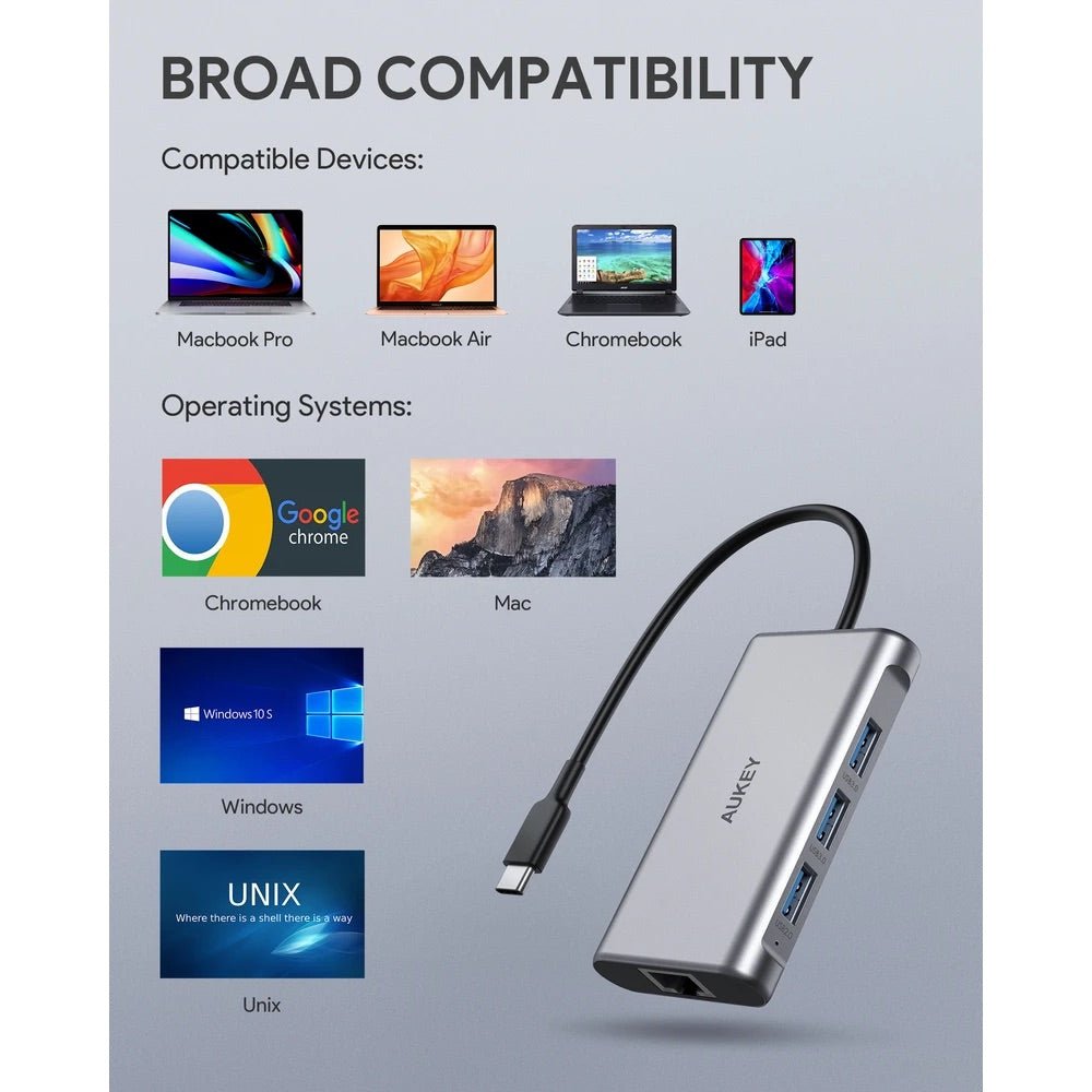 Adaptador Aukey Hub 8 en 1 con USB C para Tablet o Computadora — foto 2