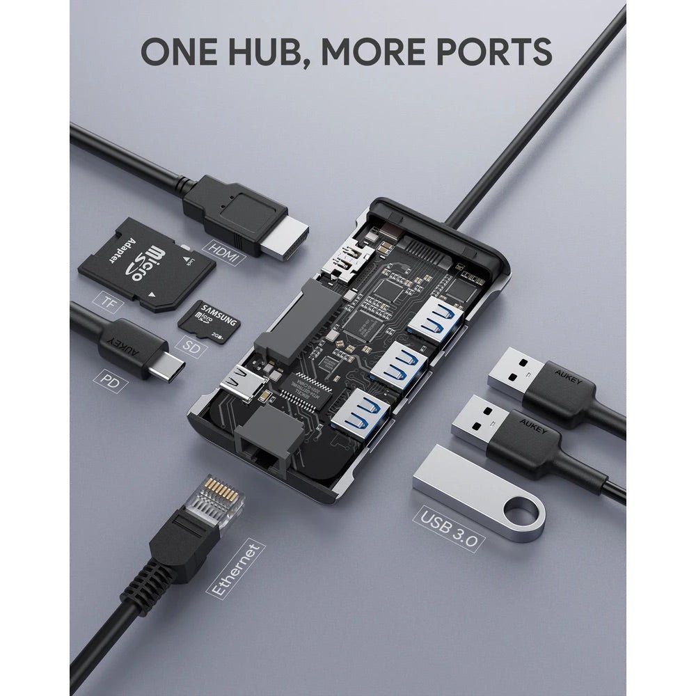 Adaptador Aukey Hub 8 en 1 con USB C para Tablet o Computadora — foto 3