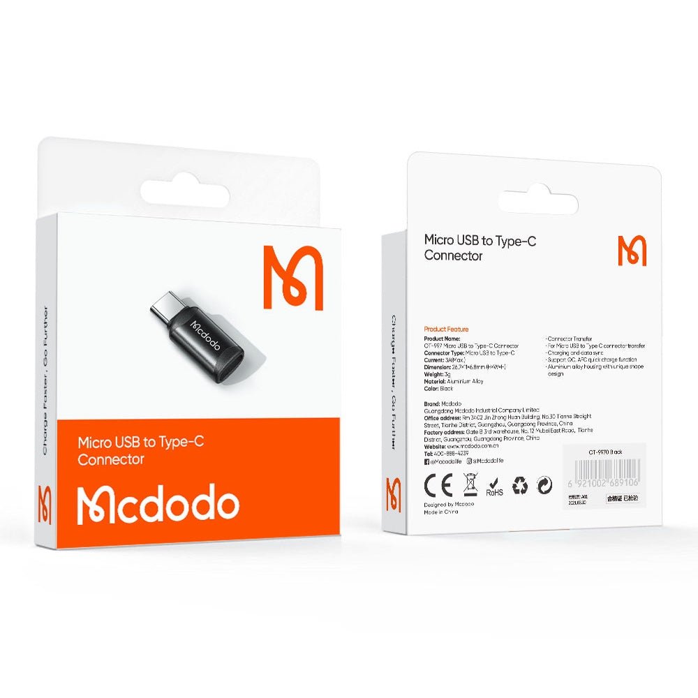 Cable McDodo Adaptador Otg Micro a Tipo C — foto 2