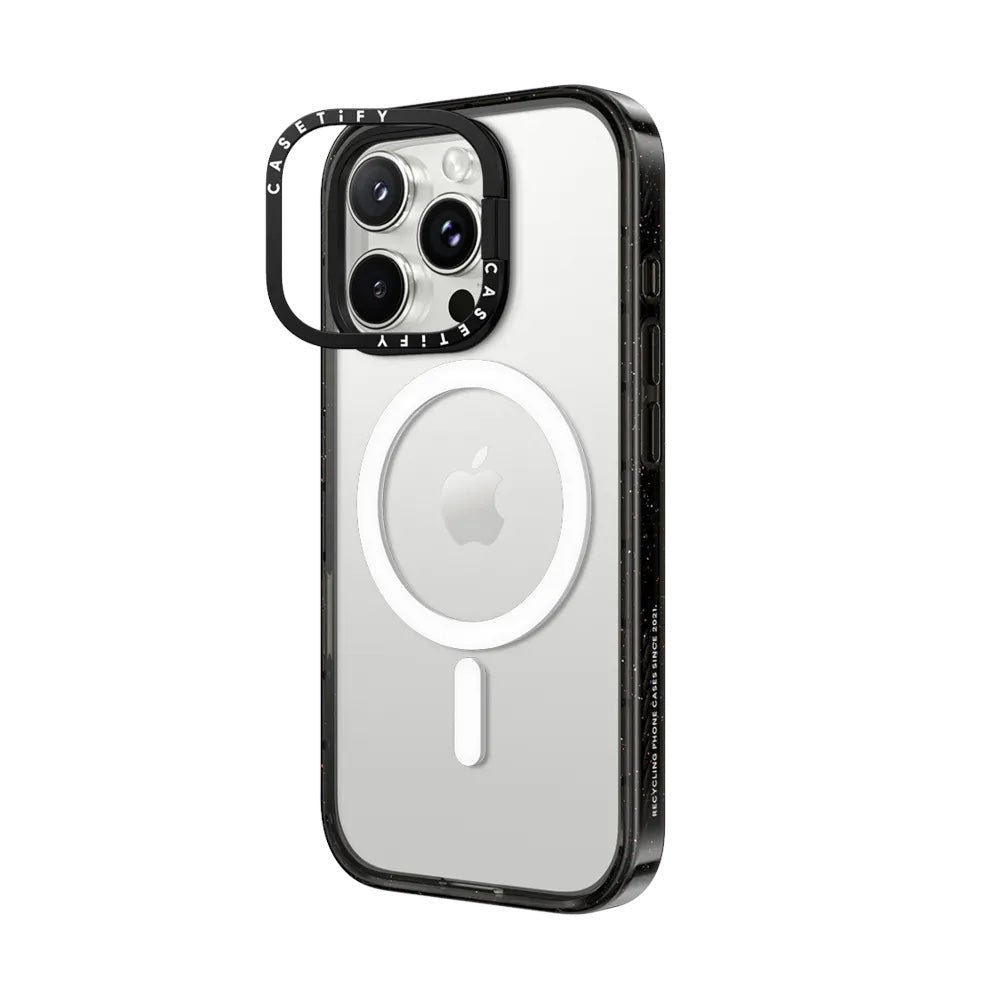 Case CASETiFY Ring Stand con MagSafe Marco Negro iPhone 15 Pro Transparente