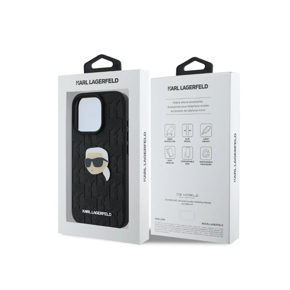 Estuche Karl Lagerfeld Hc Pu Monogram K. Head Pin Black iPhone 16 Pro — foto 4
