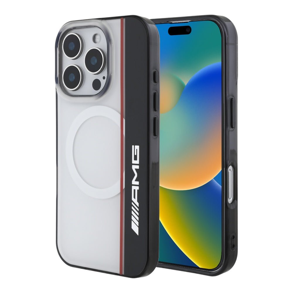 Estuche Amg Skin iPhone 16 Pro Max Amg MagSafe Case Double Layer Bow Lines White Color Blanco — foto 2