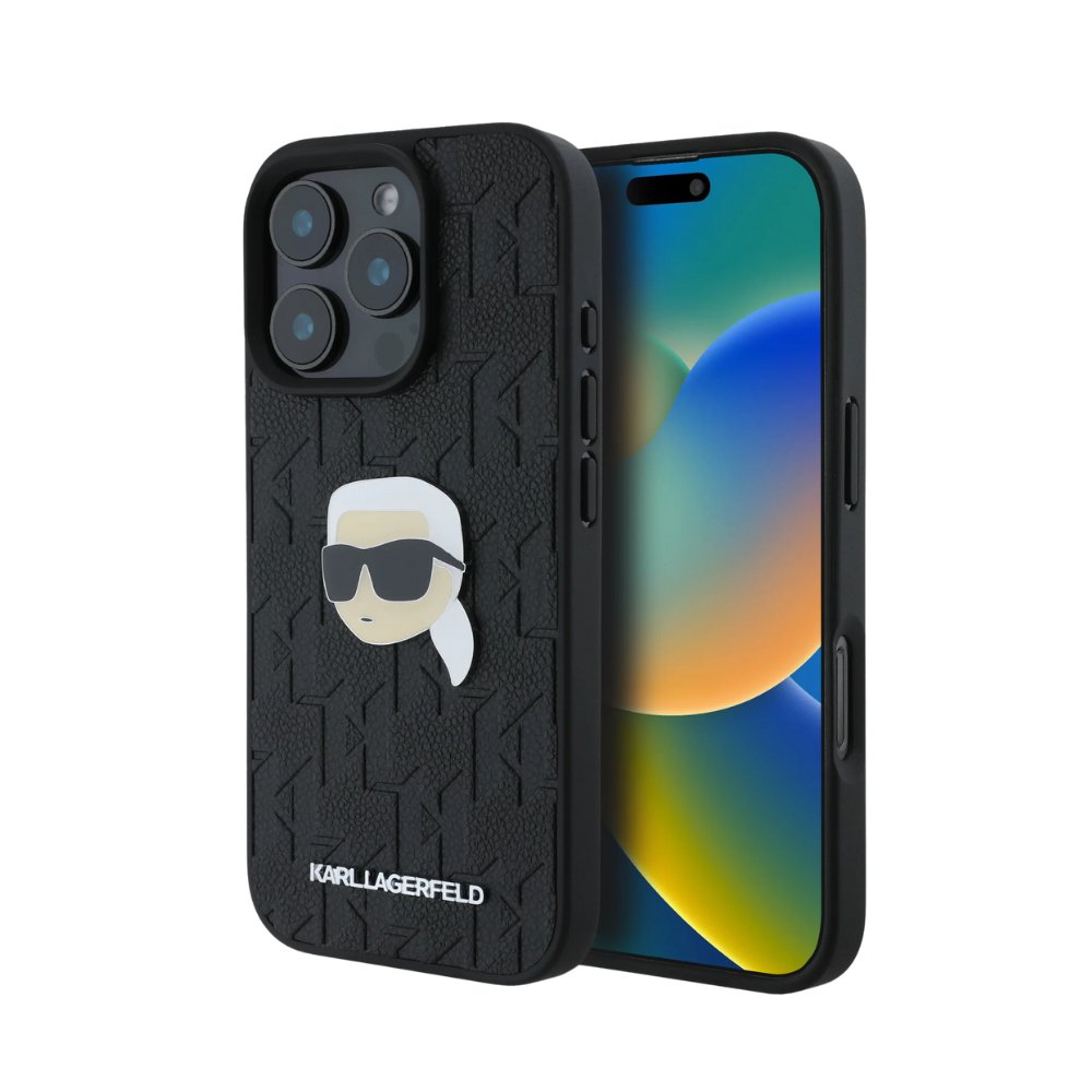 Estuche Karl Lagerfeld Hc Pu Monogram K. Head Pin Black iPhone 16 Pro Max