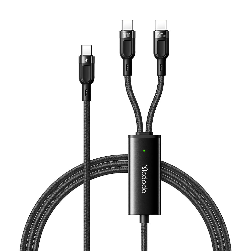 Cable McDodo Adaptador Tipo C a Dual Tipo C 1.2m Negro