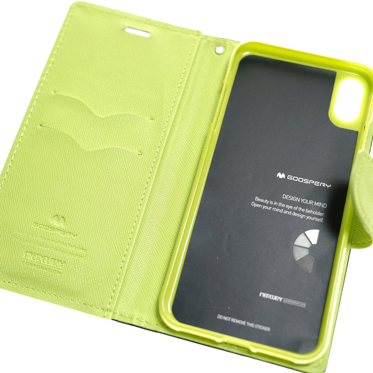 Estuche Carteras Goospery Fancy Diary Apple iPhone Xs Max Color Azul Marino / Verde — foto 2