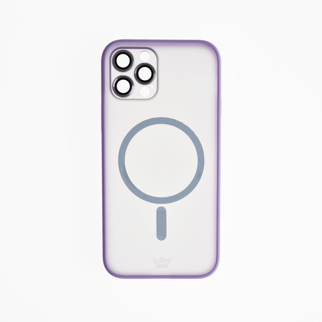Estuche Vidrio Templado El Rey MagSafe con Marco de Vidrio Templado de Cámara Trasera Apple iPhone 12 Pro Color Morado