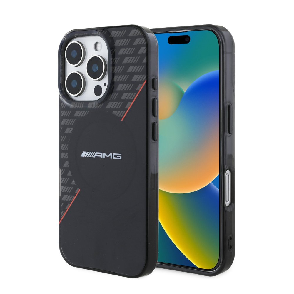 Estuche Amg MagSafe Doble Capa Negro y Rojo para iPhone 16 Pro Max