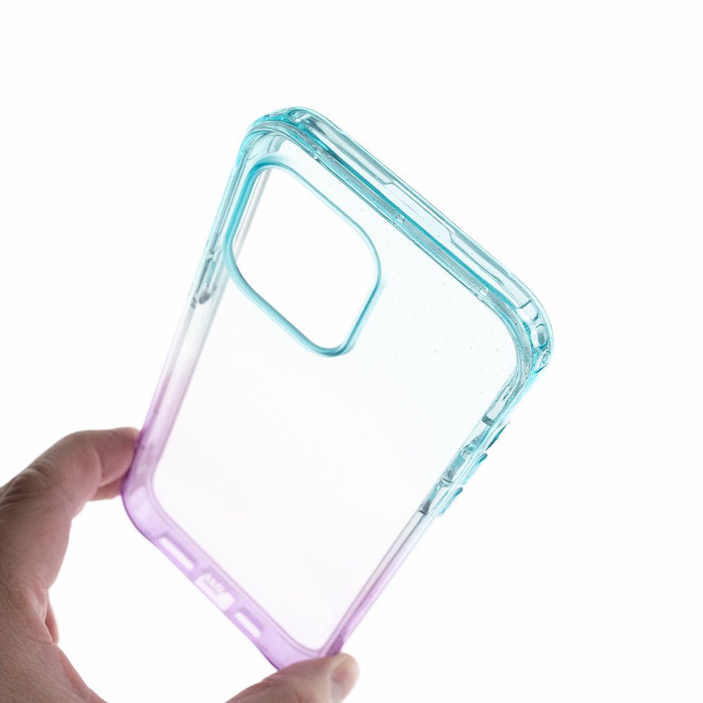 Estuche Clásico El Rey Marco Degrade Brillo Apple iPhone 14 Pro Color Turquesa / Morado — foto 3