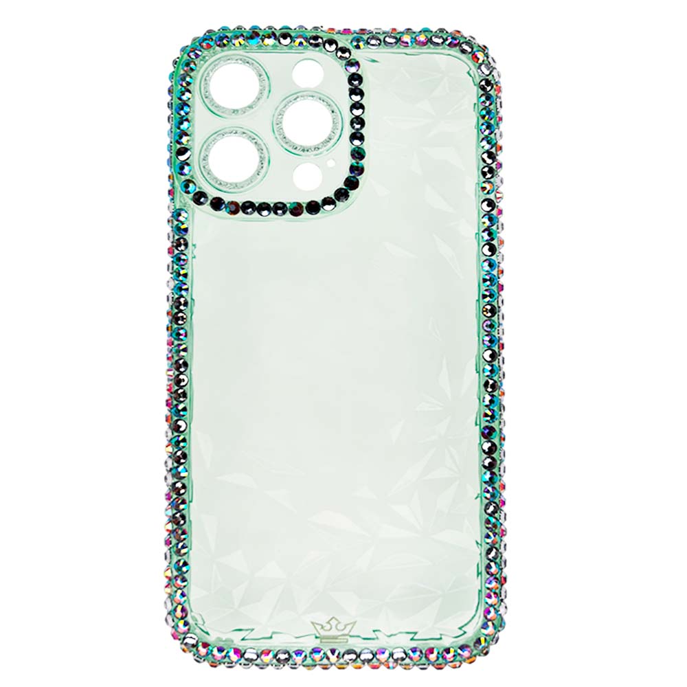 Estuche El Rey Marco iPhone 12 Pro Max Diamantes Transparente Color Verde