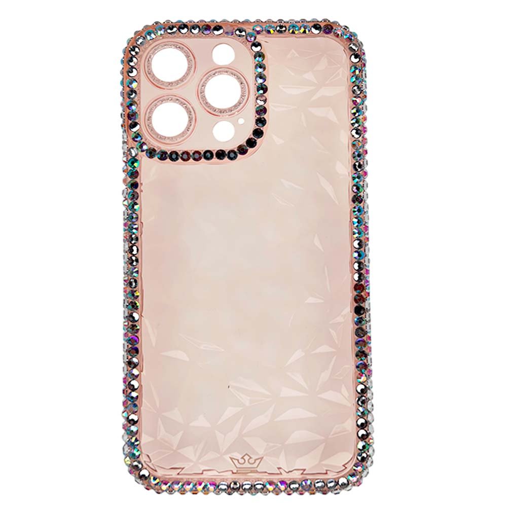 Estuche El Rey Marco iPhone 12 Pro Max Diamantes Transparente Color Rosado