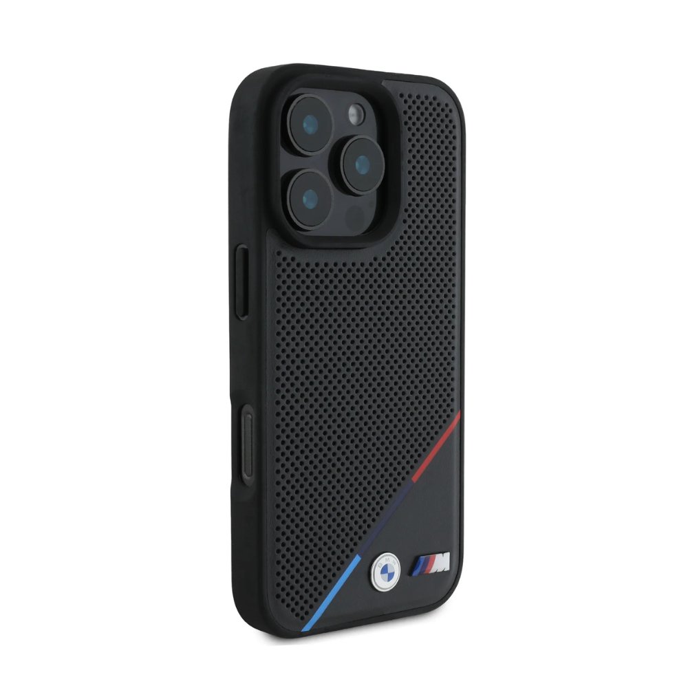 BMW Hc M MagSafe Pu Perforated Tricolor Line Black iPhone 16 Pro — foto 2