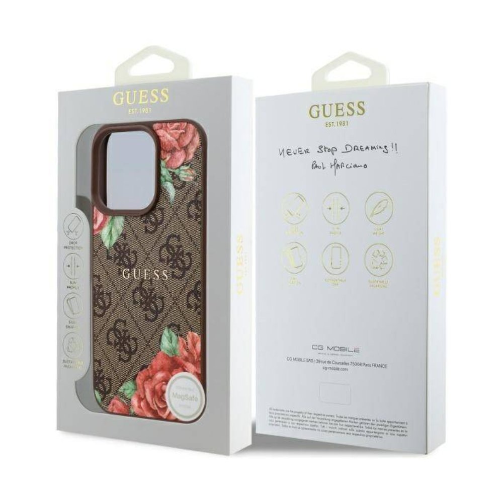 GUESS Hc MagSafe Pu 4g Flowers Print Brown iPhone 16 Pro — foto 3