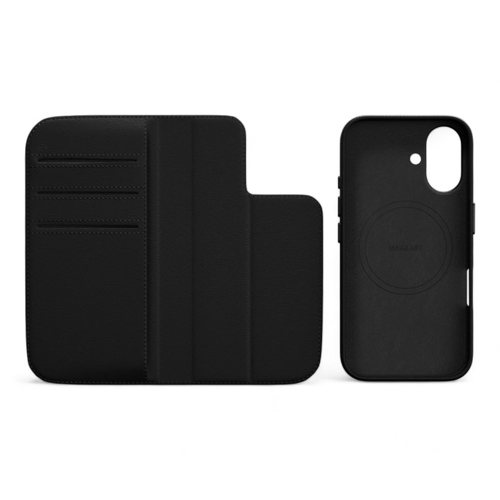 Estuche SwitchEasy Wallet iPhone 16 Card Folio M Leather Flip Phone Case With Stand Color Negro — foto 6