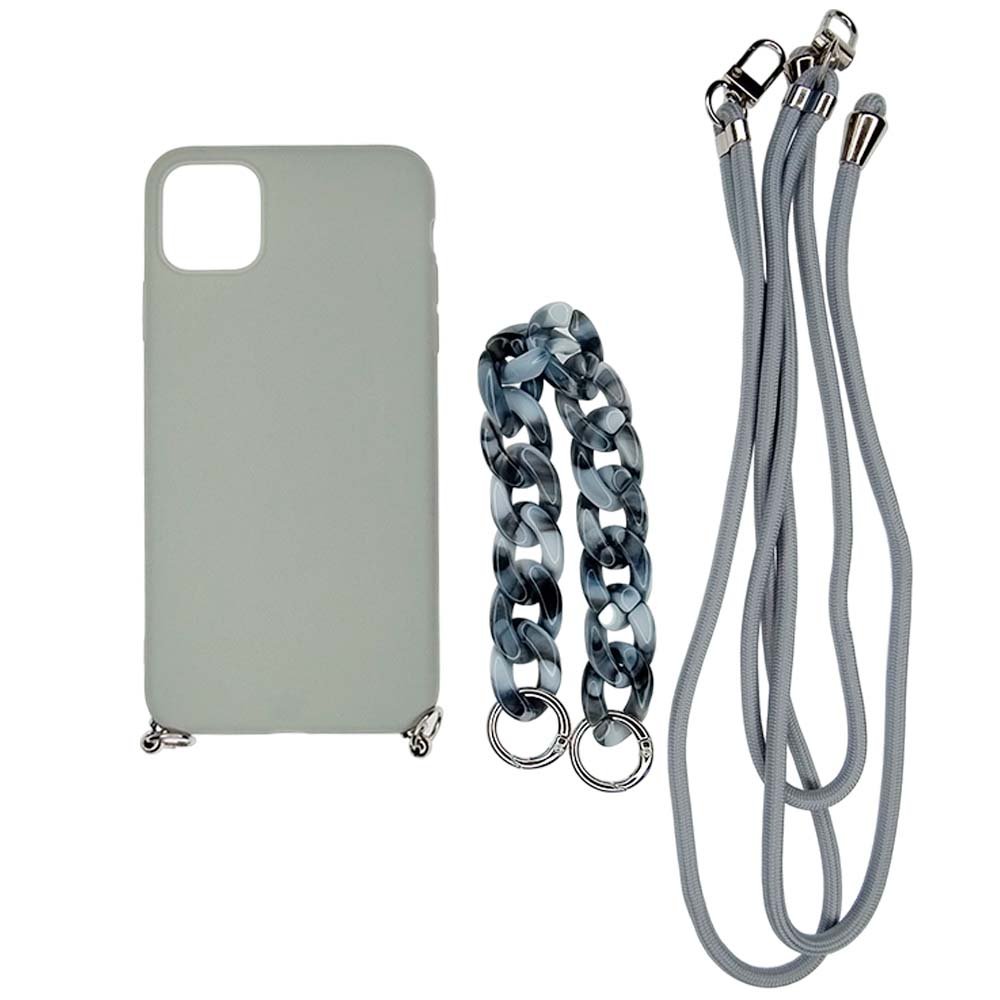 Estuche el Rey Strap iPhone 14 Plus Strap de Mano + Strap Hombro Color Gris