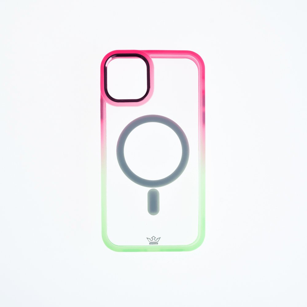 Estuche MagSafe el Rey Degrade Borde y MagSafe Apple iPhone 14 Pro Max Color Rosado / Verde — foto 2