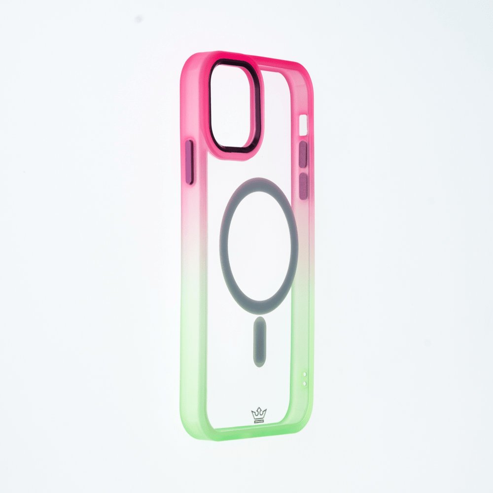 Estuche MagSafe el Rey Degrade Borde y MagSafe Apple iPhone 14 Pro Max Color Rosado / Verde — foto 4