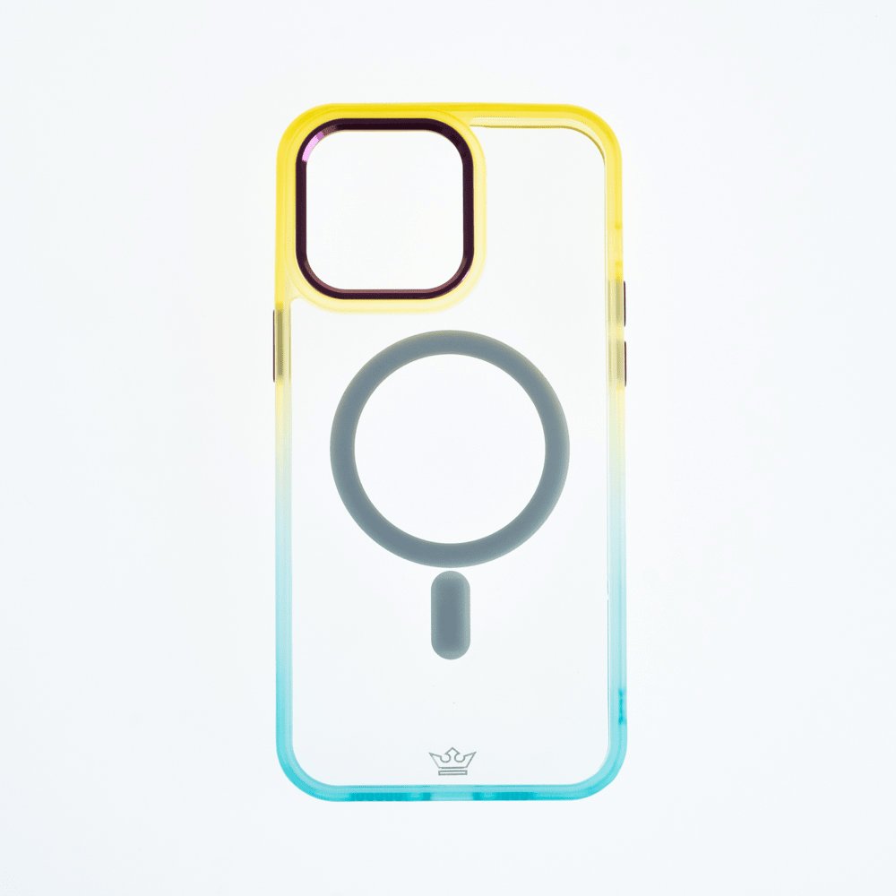 Estuche MagSafe el Rey Degrade Borde y MagSafe Apple iPhone 14 Pro Max Color Amarillo / Menta
