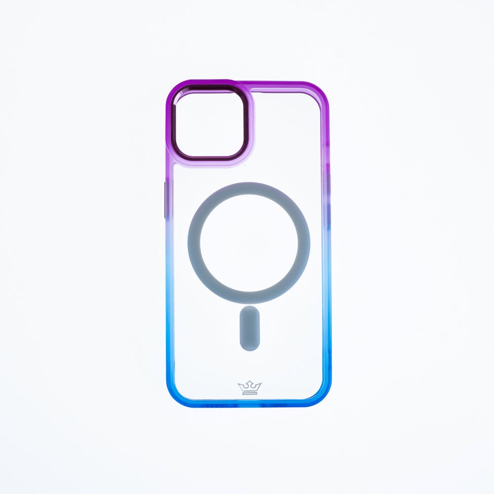 Estuche MagSafe el Rey Degrade Borde y MagSafe Apple iPhone 14 Plus Color Morado / Azul