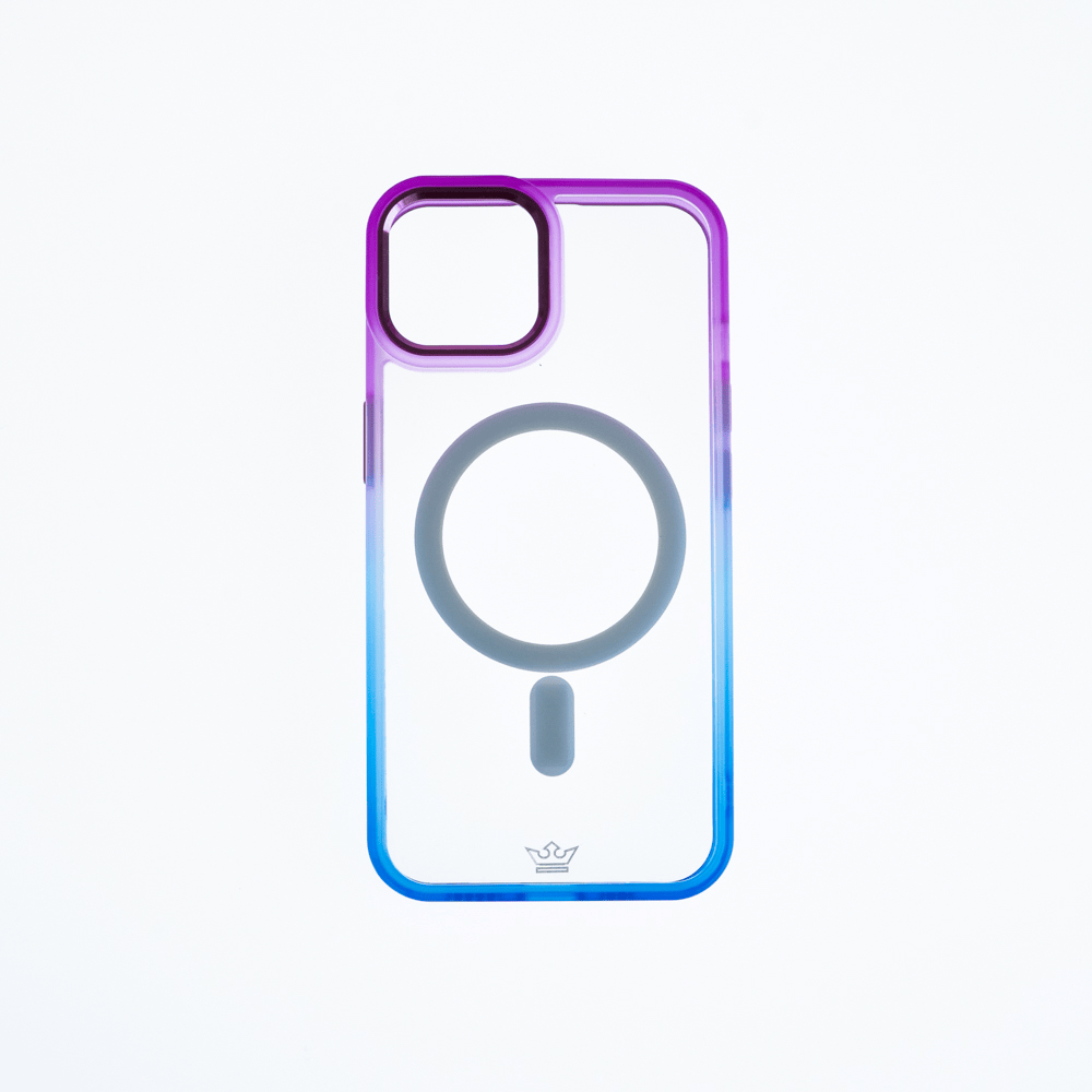 Estuche MagSafe el Rey Degrade Borde y MagSafe Apple iPhone 14 Plus Color Morado / Azul