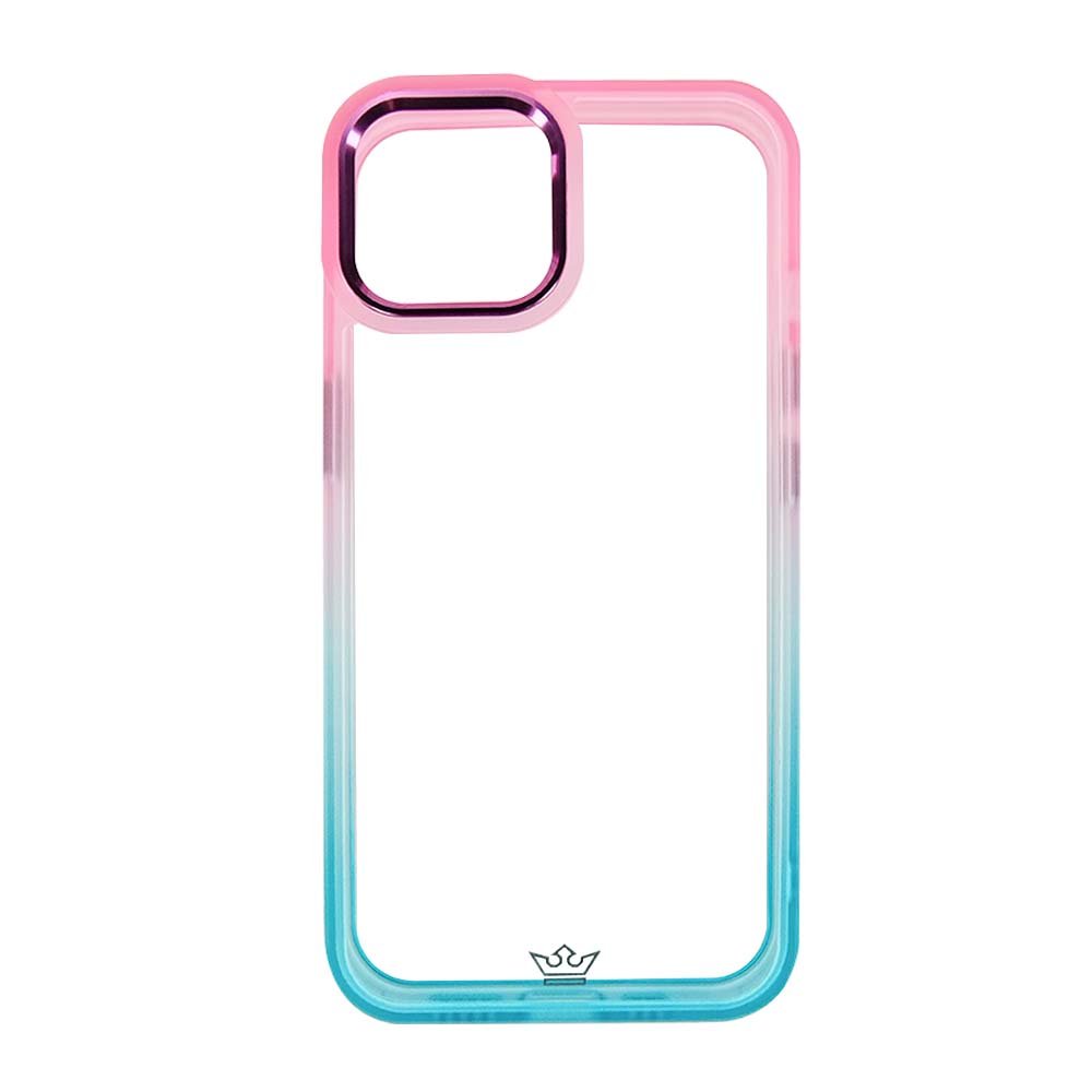 Estuche Clásico el Rey Degrade Apple iPhone 14 Color Rosado / Turquesa