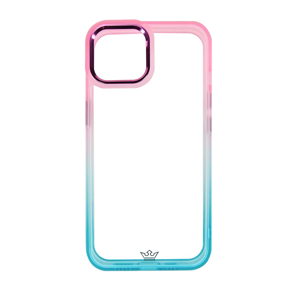 Estuche Clásico el Rey Degrade Apple iPhone 14 Color Rosado / Turquesa