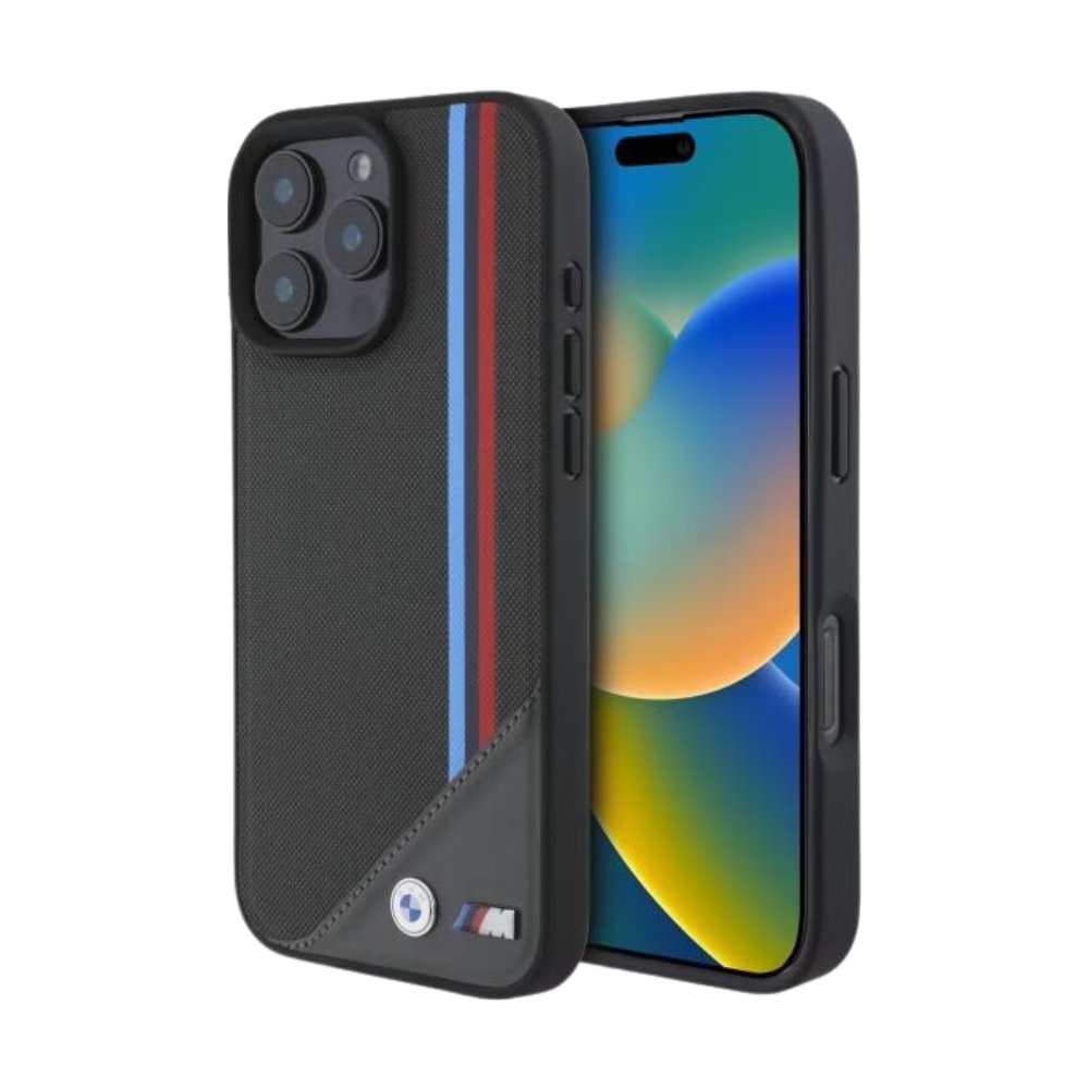 BMW Hc M MagSafe Pu Meshed Tricolor Stripes Antracite iPhone 16 Pro Max — foto 2