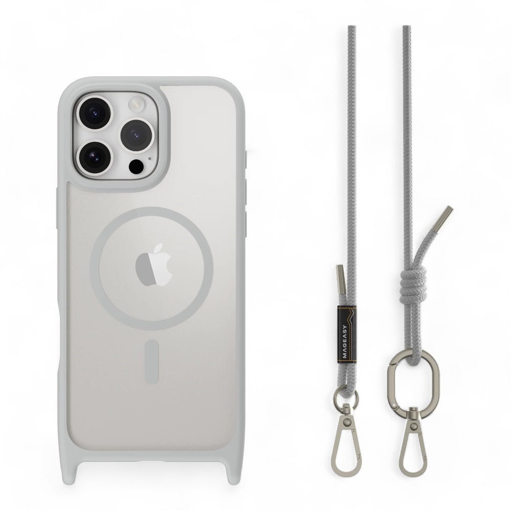 Estuche MagEasy Roam iPhone 16 Pro Roam M Shockproof Protective Case With Lanyard Color Gris Ceniza/gris Claro