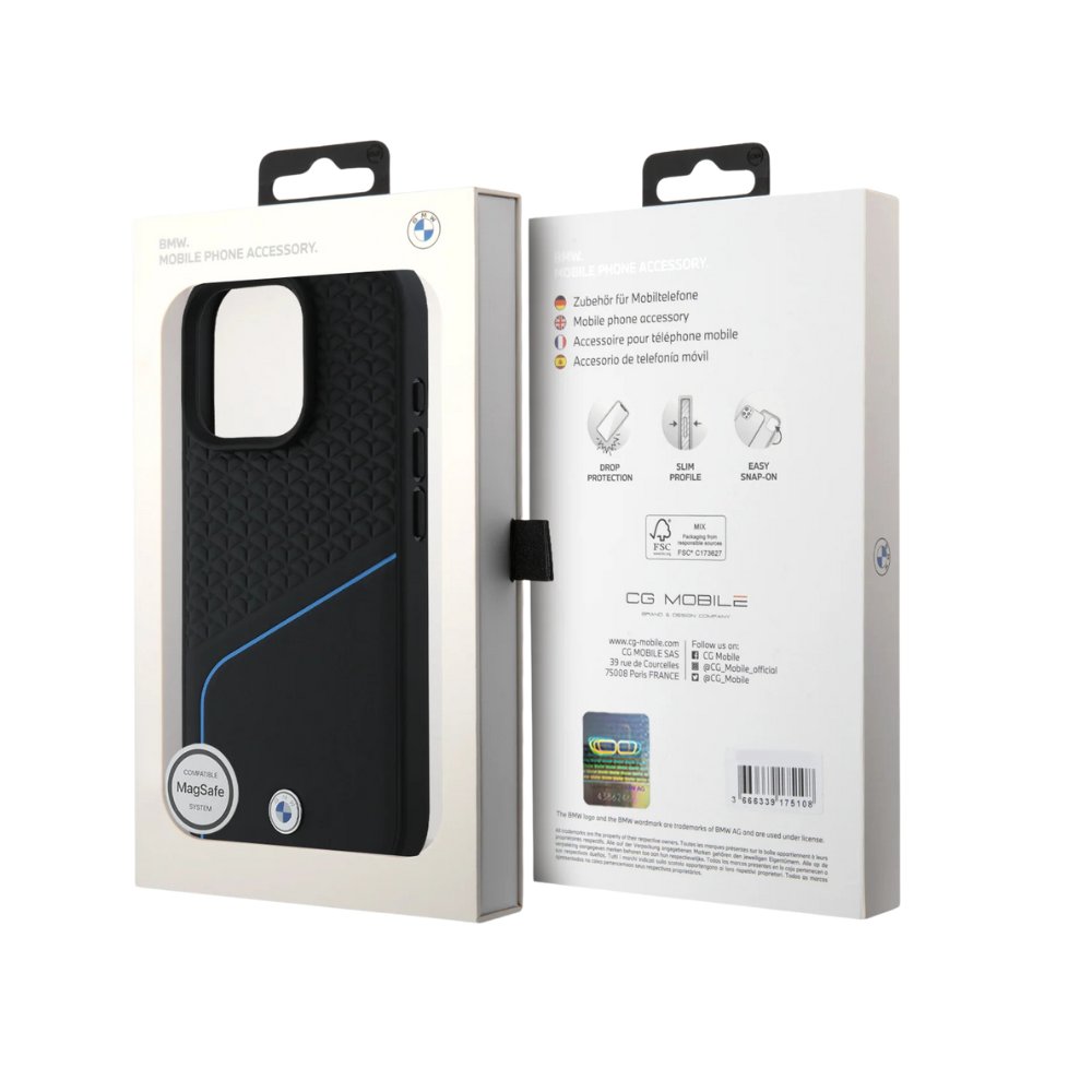 BMW Hc Sign MagSafe Leather Textured And Line Black iPhone 16 Pro Max — foto 3