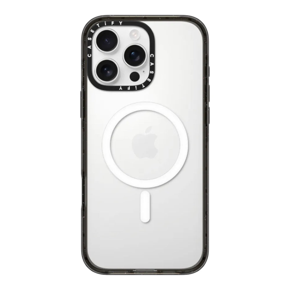 Case CASETiFY Impact con MagSafe iPhone 15 Plus Transparente con Marco Negro