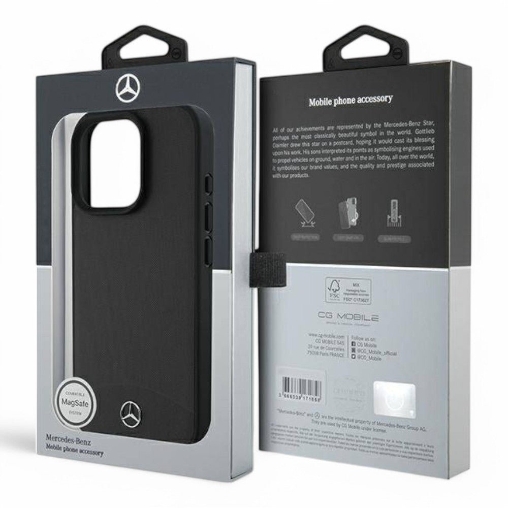Mercedes-benz Mb Hc MagSafe Textured And Plain Leather Black iPhone 16 Pro Max