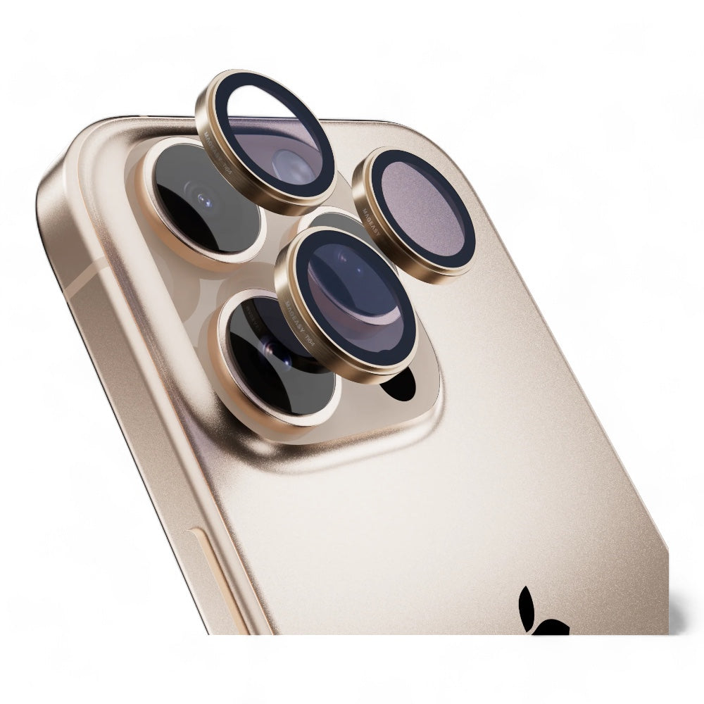 Accesorio switcheasy vidrio templado camara iphone 16 pro lenz sapphire protector 3 lenses / 3 lenses large titanium desert color dorado