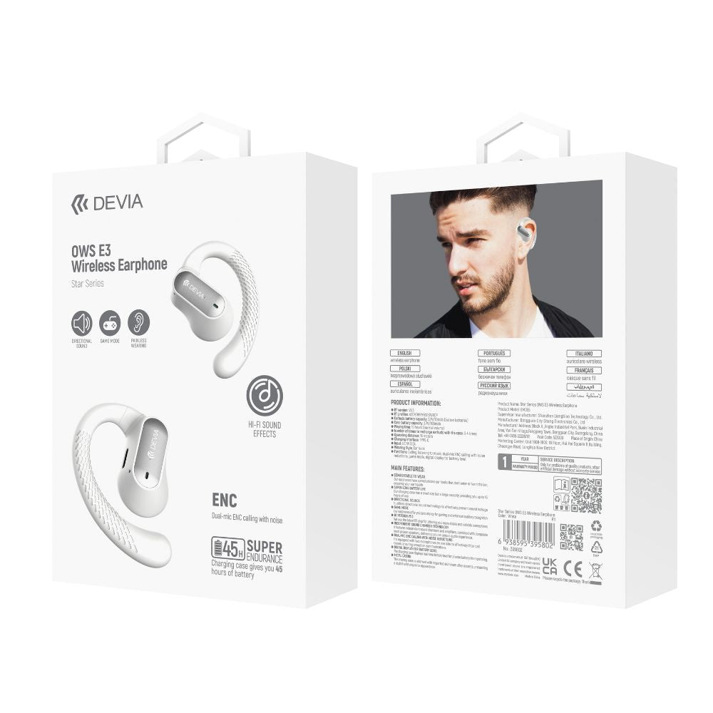 Audifonos devia inalambrico star series ows e3 (em055) color blanco