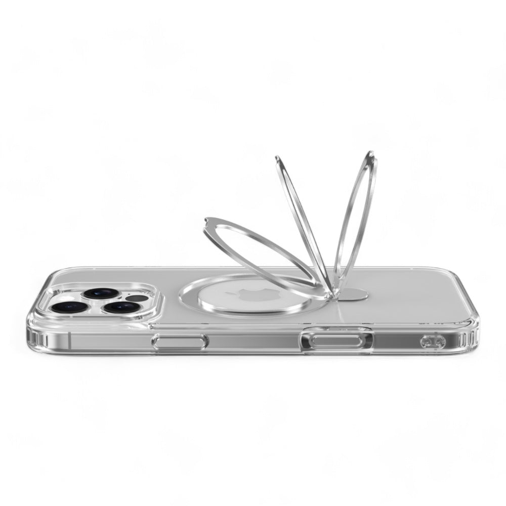 Estuche devia magsafe iphone 16 pro max clean series magnetic shockproof case with bracket color transparente