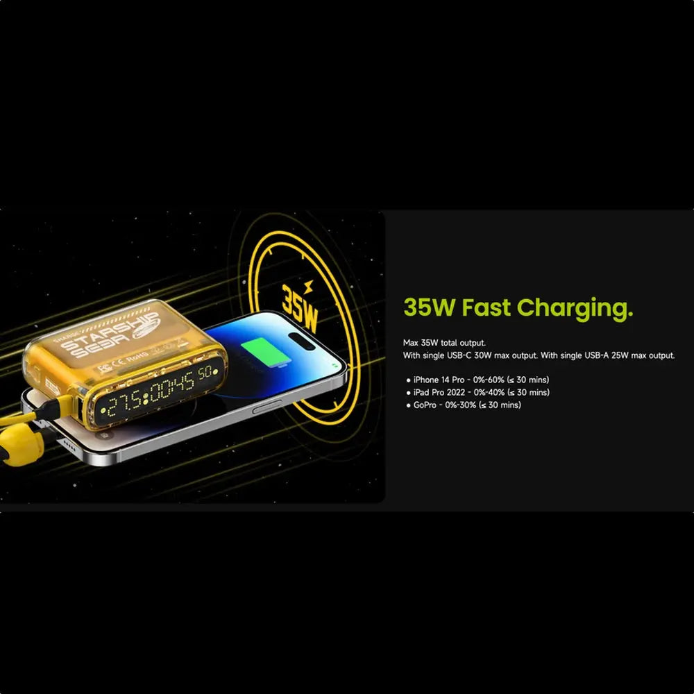 Bateria sharge power bank starship seer model sp035 capacidad 10,000 mah 35w color amarillo  Shop name