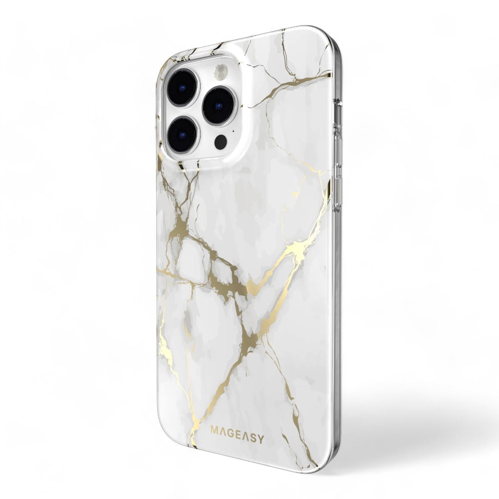 Estuche switcheasy marble iphone 14 pro max champagne white color blanco