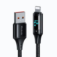 Ca-1060 1.2M Largo Iphone Digital Hd Con Pantalla De Medicion  Usb A Lighting Cable  Fast Charger 5A Negro - MUNDO ACCESORIOS