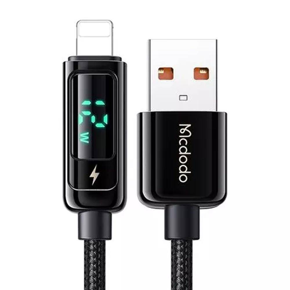 ca-9940 1.2m largo iphone led con pantalla de medicion usb a lighting fast charger 3a negro - MUNDO ACCESORIOS (B2C)