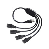 Cable de extensión genérico negro con 4 conectores para pared.