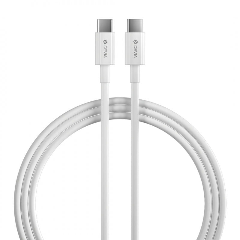 Cable devia tipoc smart series pd 60w type-c to type-c fast cable(3a,2m) color blanco
