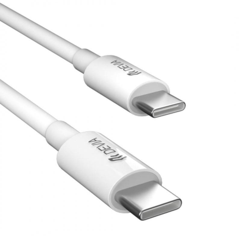 Cable devia tipoc smart series pd 60w type-c to type-c fast cable(3a,2m) color blanco