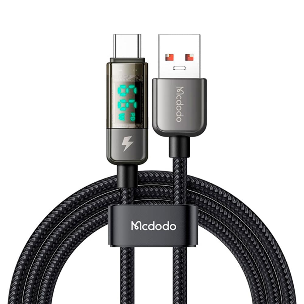 Cable mcdodo usb ca-3631 - 1.8 metros con la  funcion de  auto disconnect con pantalla led para indicador  usb a tipo c color negro - MUNDO ACCESORIOS (B2C)