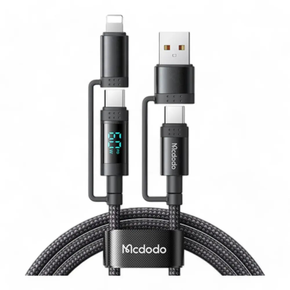 Cable mcdodo usb ca-1990 mcdodo 4 en 1 charging cable + led watt display color negro